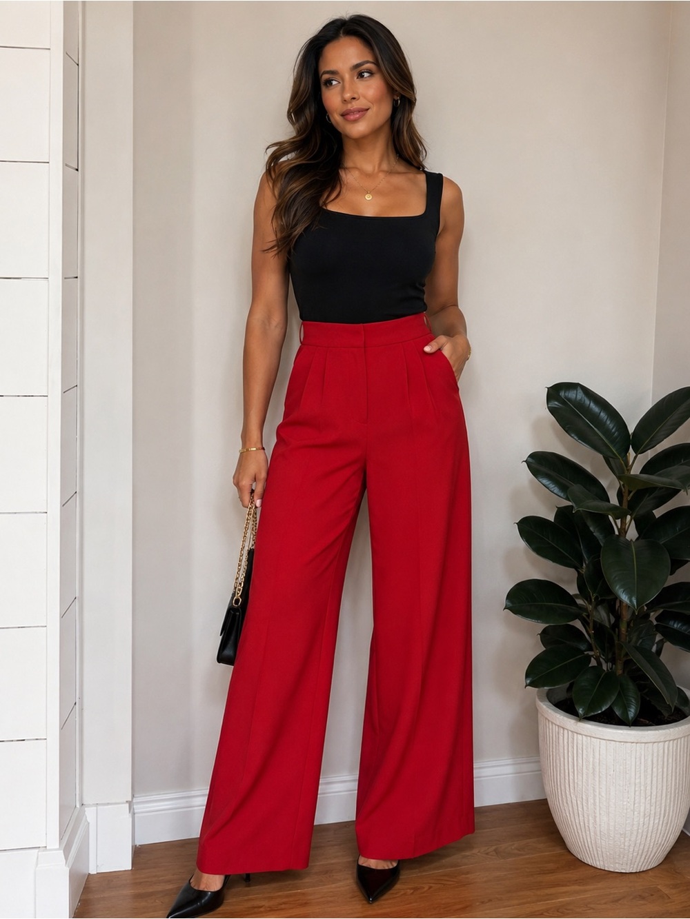 Express Red Wide Leg Pants